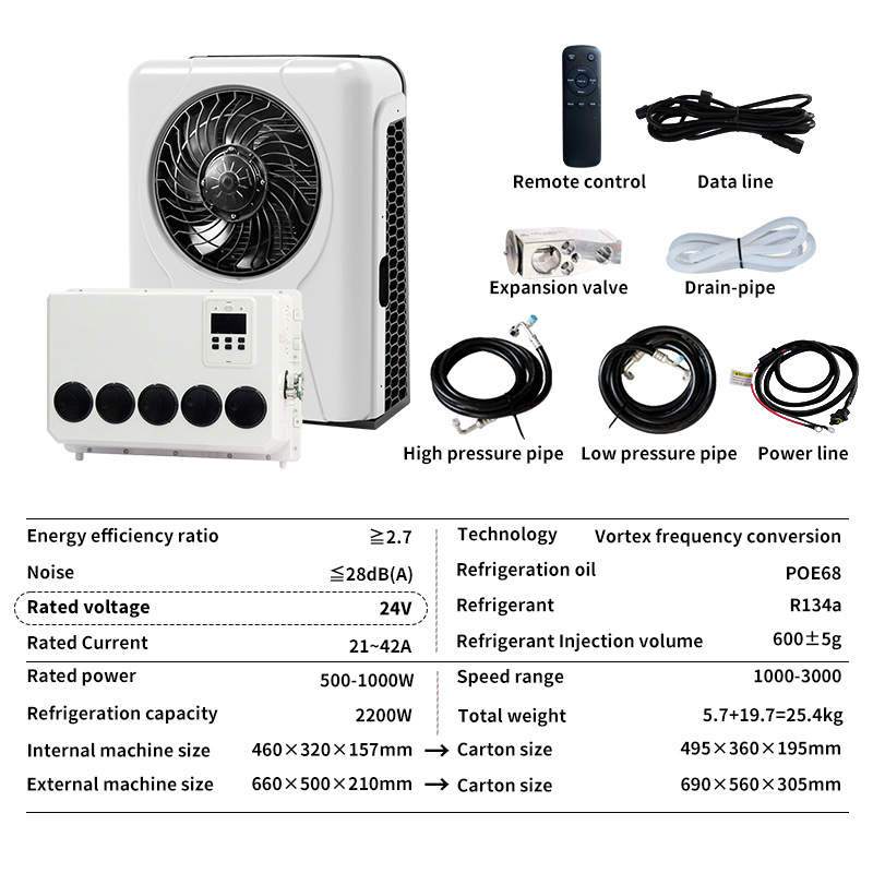 12V/24V Universal Inverter Silent Split Refrigeration Air Conditioner for Trucks and Vans