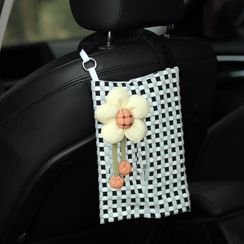 Caja de toallas creativa para automóviles tela de alta calidad para automóviles colgantes para automóviles caja de extracción de papel para automóviles bolsa colgante para chicas image 12