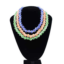 夏天多层小清新项链潮流海边度假配饰叠戴足球配件项饰