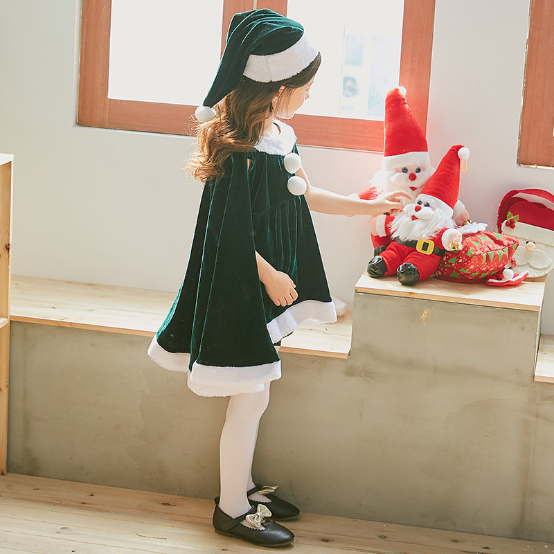 クリスマス子供服赤ちゃん女の子幼稚園サンタクロース服ショールマントプリンセスドレスドレス|undefined