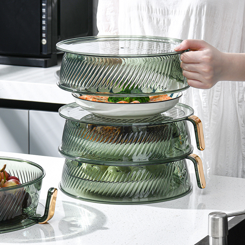 Ulated Household Vegetable Cover Kitchen Storage Organizer Household Fruit And Vegetable Drain Basket Multi-layer Side Dish Plate
