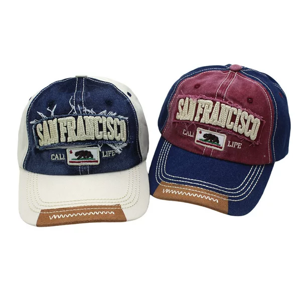 Cross-Border Washed Retro Distressed Letter Embroidered Peaked Cap European and American Men and Women Outdoor Leisure Sunshade Baseball Cap