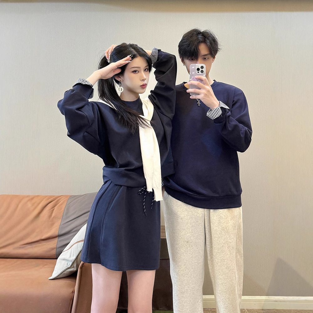 특별한 커플 옷 가을 틈새 디자인 올 매치 스웨터 원피스 투피스 프랑스 스타일 원스커트 원피스 패션 브랜드