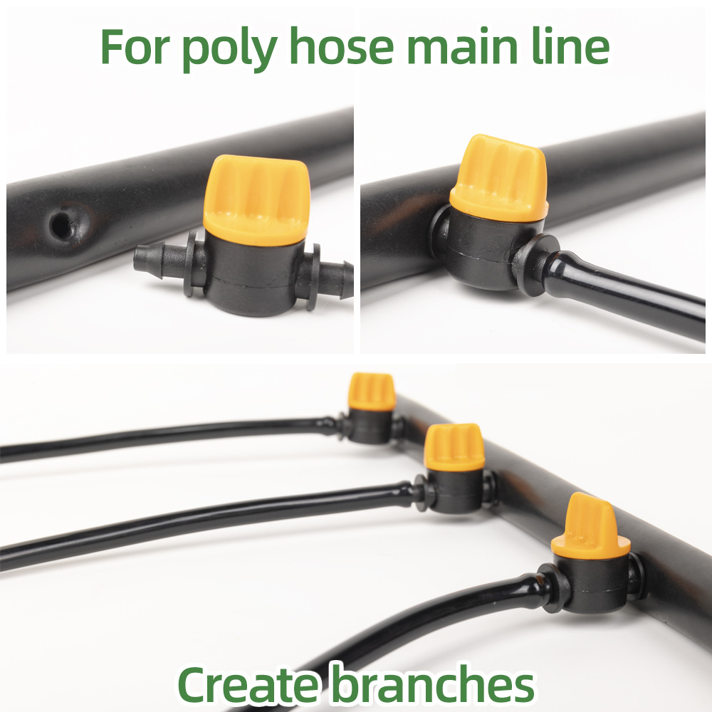 47 manguera de mini válvula de doble púa, válvula de interruptor de paso ajustable, accesorios de montaje de riego automático de jardín