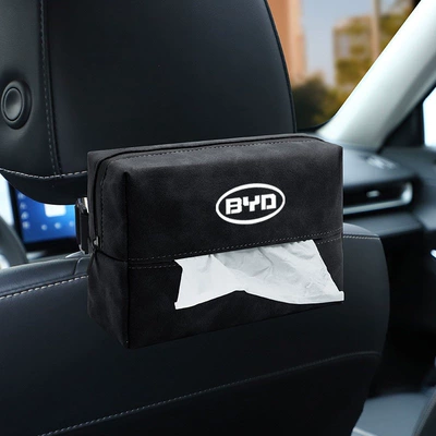 Car tissue box/set car armrest boxes, and hanging type - byd-premium-black-suede-tissue-bag