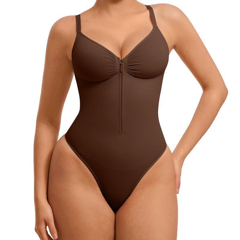 Cross-Border Foreign Trade Hot-Selling European and American Style Sexy High-Elastic Zip-Up Tight-Fitting V-Neck Strap Waist-Slimming Shapewear Bodysuit for Women Cross-Border Foreign Trade Hot-Selling European and American Style Sexy High-Elastic Zip-Up Tight-Fitting V-Neck Strap Waist-Slimming Shapewear Bodysuit for Women