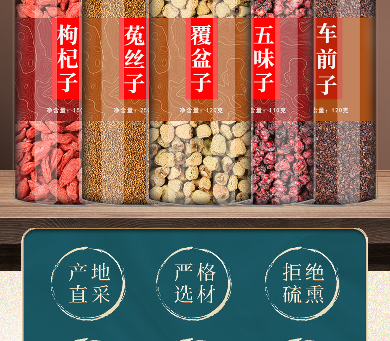 Five Seeds Herbal Tea Wu Zi Yan Zong Tea Blend 500g Loose Dried Botanicals for Daily Decoction overview