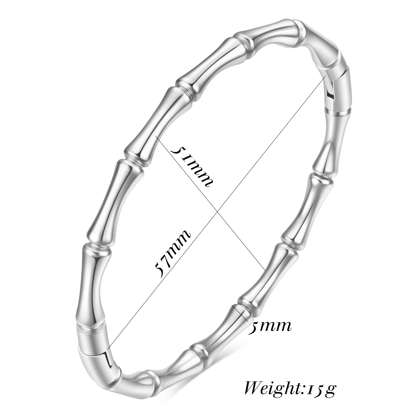 Pulsera magnética de bambú en acero inoxidable lisa_voghion.com