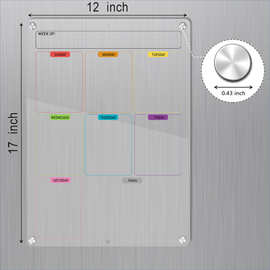 跨境热销磁吸冰箱干擦板亚克材质可反复使用日月周备忘录干擦板