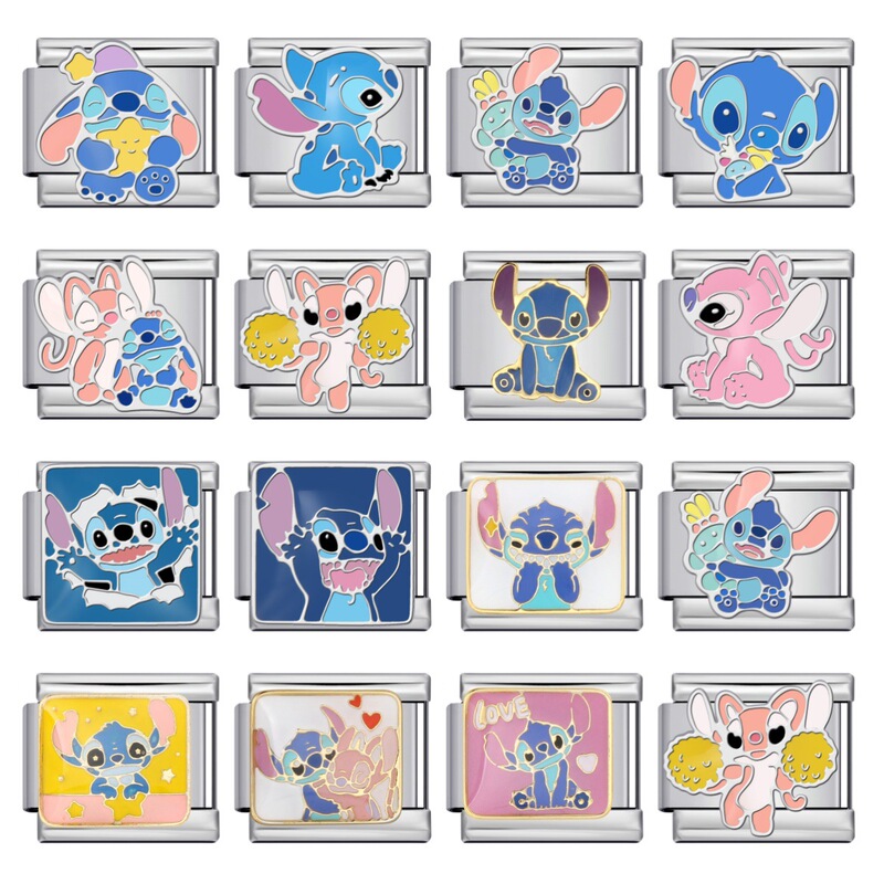 Italian Module Bracelet Stainless Steel Welded Gold-Plated Oil Dripping Cartoon Animal DIY Elastic Free Splicing Bracelet