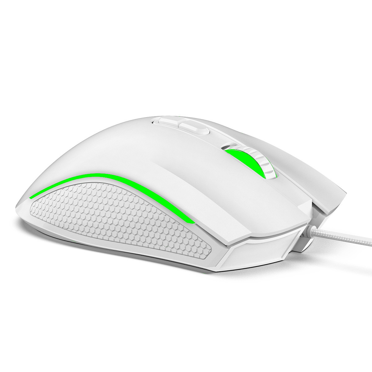 Souris filaire 2024 blanche 3200 dpi, toucher mat 7D, poignée colorée, confortable, lumière éteinte_voghion.com