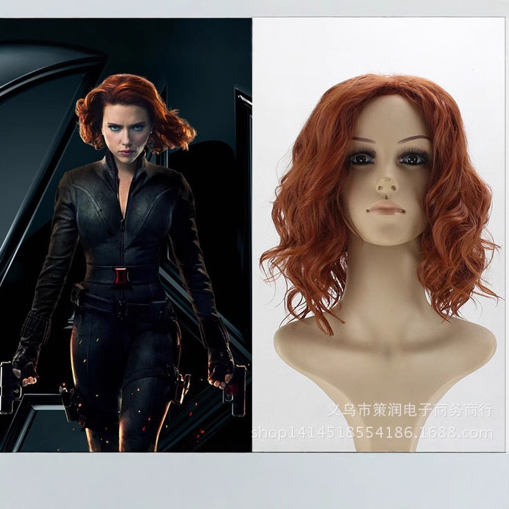 European and American New Hairstyle COS Anime Avengers Black Widow cosplay Wig Headgear Red Brown