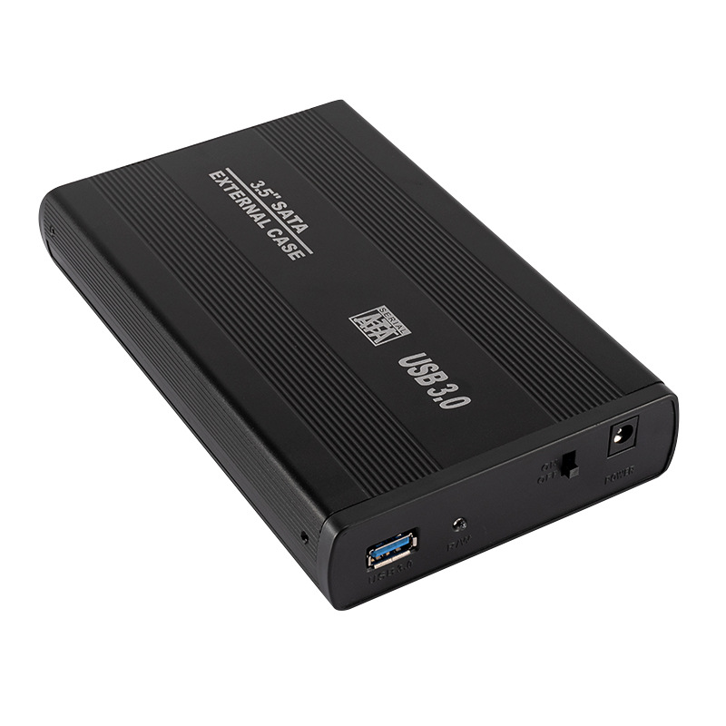 Caja de disco duro de escritorio USB3.0 de 3,5 pulgadas de potencia DC de entrada de potencia de un solo canal caja de disco duro en stock al por mayor