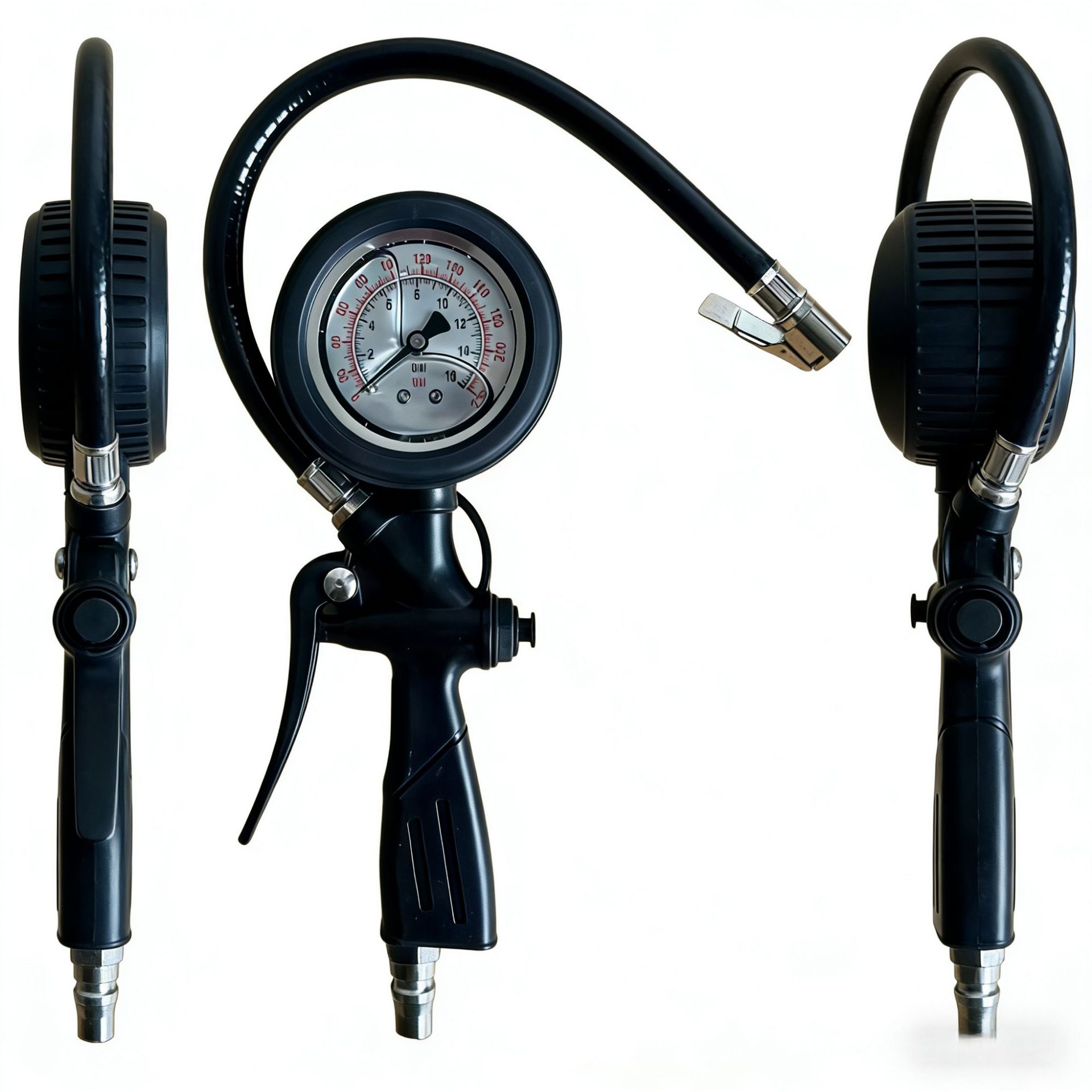 High-precision oil-immersed pointer tire pressure gauge for cars, tire pressure measuring gauge, inflatable tire pressure gun, tire inflating gun