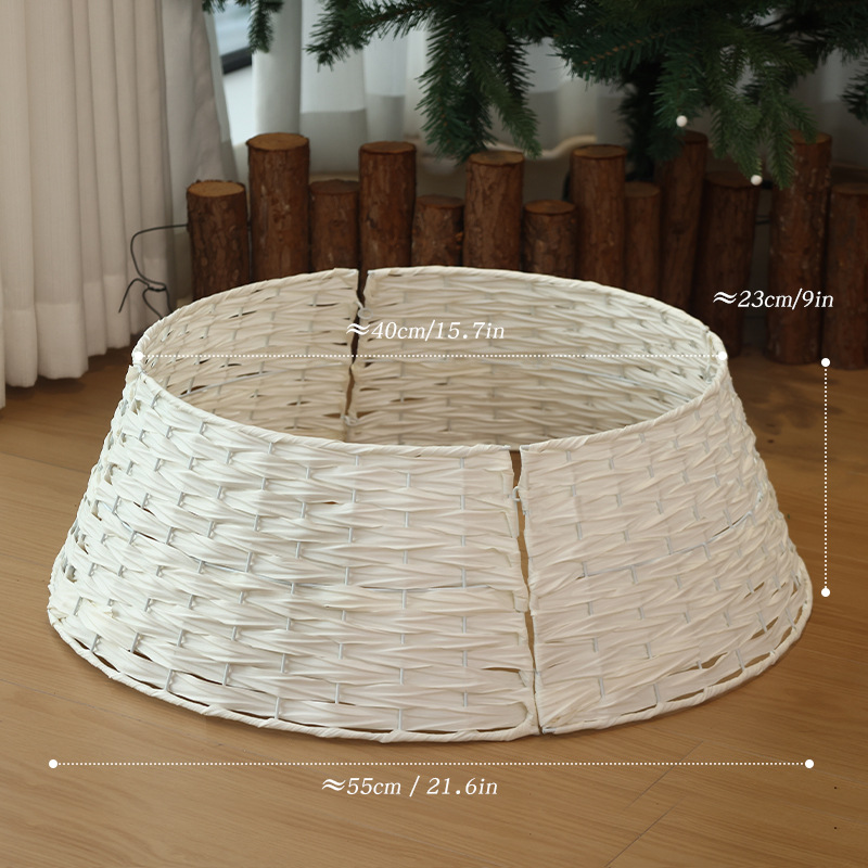 Nuevos árboles de Navidad transfronterizos cercas de base de árbol trenzado a mano canasta de árbol ins falda de árbol de Navidad pie de decoración