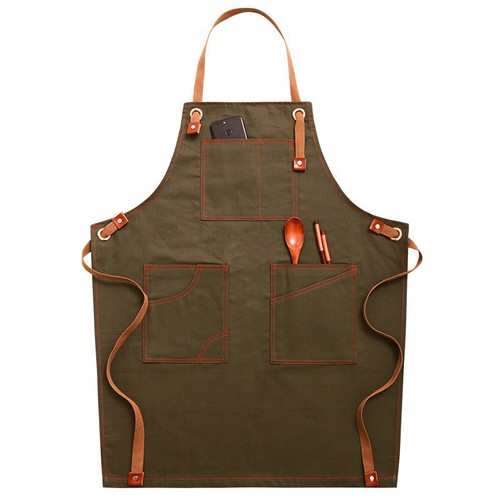 Denim apron for home kitchen with printed logo, restaurant, flower arrangement, milk tea shop, barista, barber work clothes apron