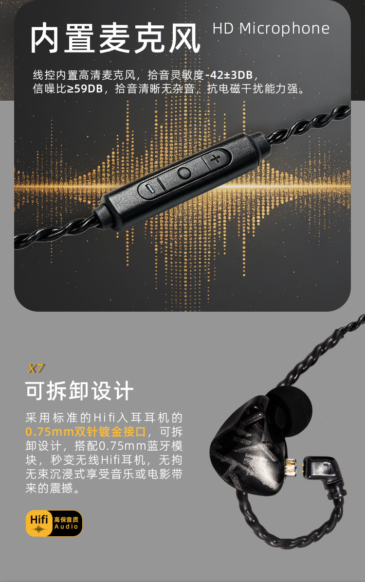 X7 In-Ear-Kopfhörer mit Kabel, USB-C-Anschluss, HiFi-Soundqualität, Over-Ear-Ohrbügel, Ohrstöpsel für Smartphones, Tablets und Spiele-Headset