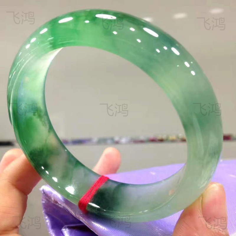 アイスビルマ翡翠ブレスレットAグレード老坑ビルマ陽緑花翡翠ブレスレット女性用|undefined