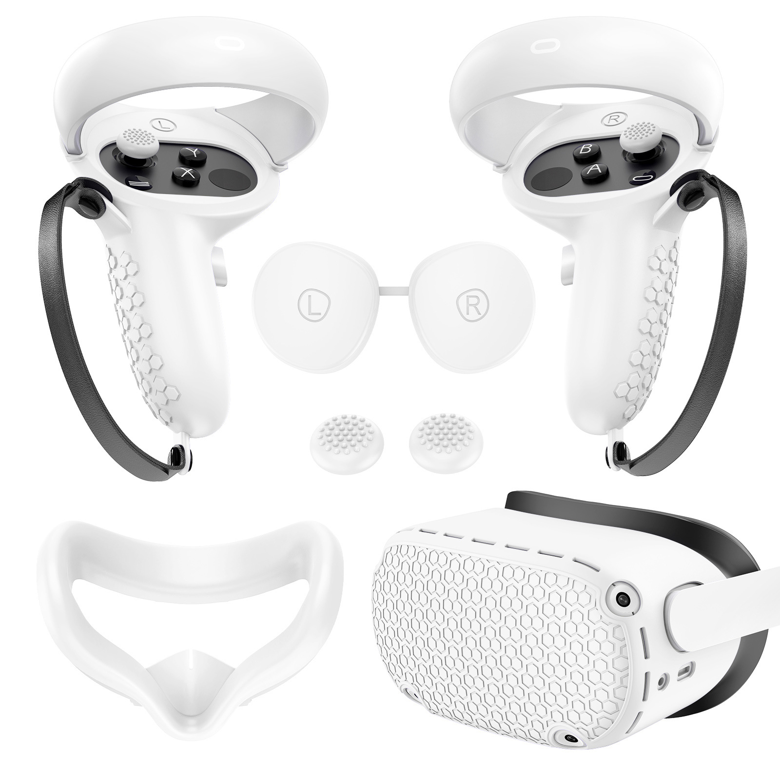 Adecuado para funda protectora de silicona Meta/OculusQuest2, juego de 5 piezas, accesorios VR portátiles y ligeros