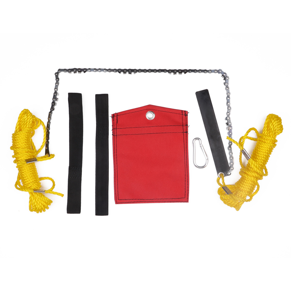 园林工具 24寸手拉链锯稀齿防卡链条 户外野营伐木求生锯高枝锯