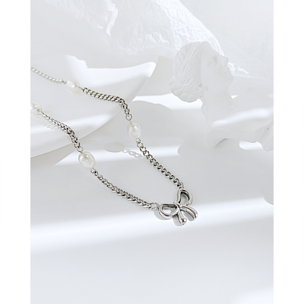 Fashion Bow Knot Stainless Steel Necklace Plating Chain Stainless Steel Necklaces display picture 1