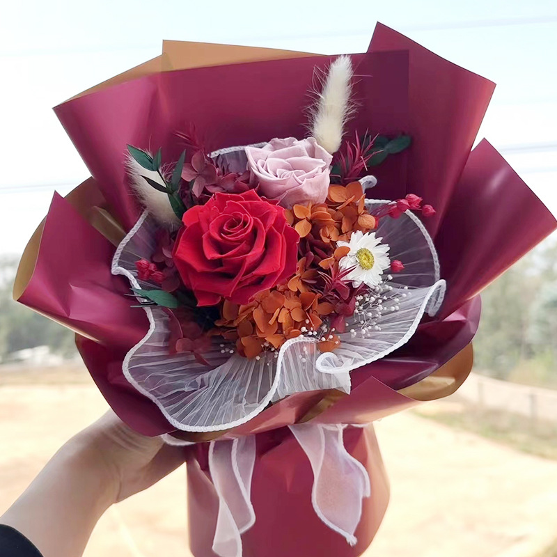 Ramo de Rosas Eternas de Yunnan, Regalo de San Valentín para Novia, Regalo de Cumpleaños de Alta Gama, Ramo de Flores Eternas, Producto Terminado, Decoración