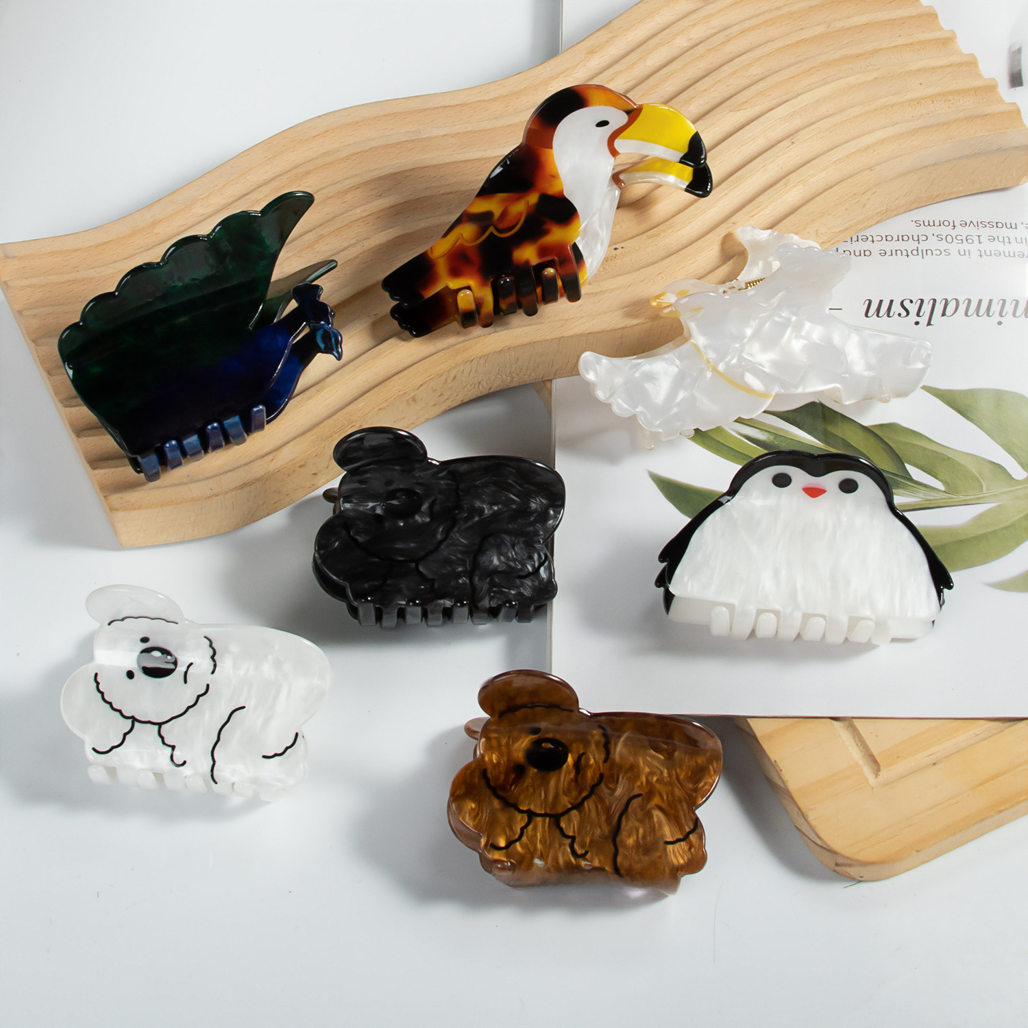 亞克力印花考拉企鵝鸚鵡髮夾9月新品卡通動物小鳥抓夾頭髮夾子