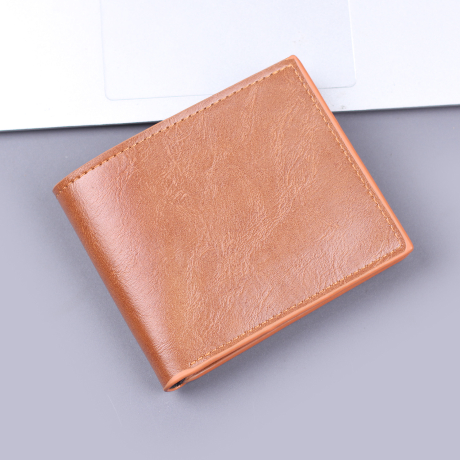 Cartera horizontal de hombre, cartera corta de hombre, cartera retro sin logotipo, fábrica de venta en caliente transfronteriza