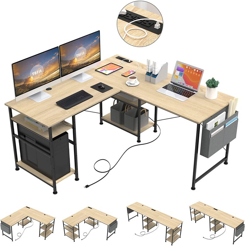 Desk with Charging Station, Desktop Computer Desk, Corner Desk, L-Shaped Desk, Direct Supply for Export, Side with Cloth Pocket Desk with Charging Station, Desktop Computer Desk, Corner Desk, L-Shaped Desk, Direct Supply for Export, Side with Cloth Pocket