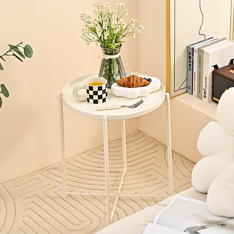 Nordic hierro extraíble bandeja Mesa sofá mesita de noche mesa de esquina moderno simple luz de lujo pequeña mesa de café pequeña mesa redonda