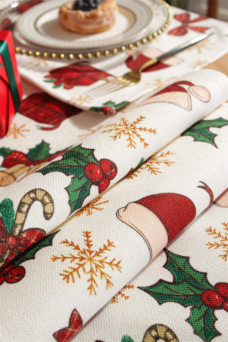 Runner da tavola natalizio stampato in policotone albero di Natale fiocco di neve tovaglietta tovagliolo tovaglia decorativa_voghion.com