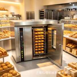 大型面包店烤箱红薯月饼法棍面包烤炉旋转烤箱32盘64盘柴油旋转炉