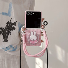 粉格磁吸兔子三星Galaxy Zflip7折叠手机壳适用zflip5/6代保护套