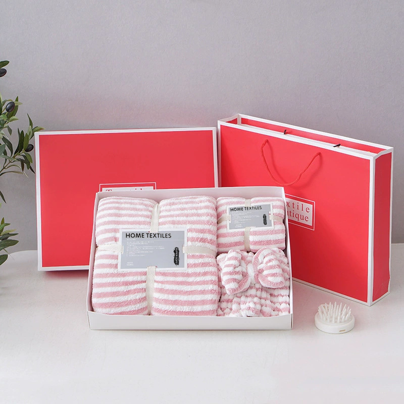 横纹三件套红经典礼盒粉