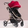 Burgundy stroller with seat, can sit and lie