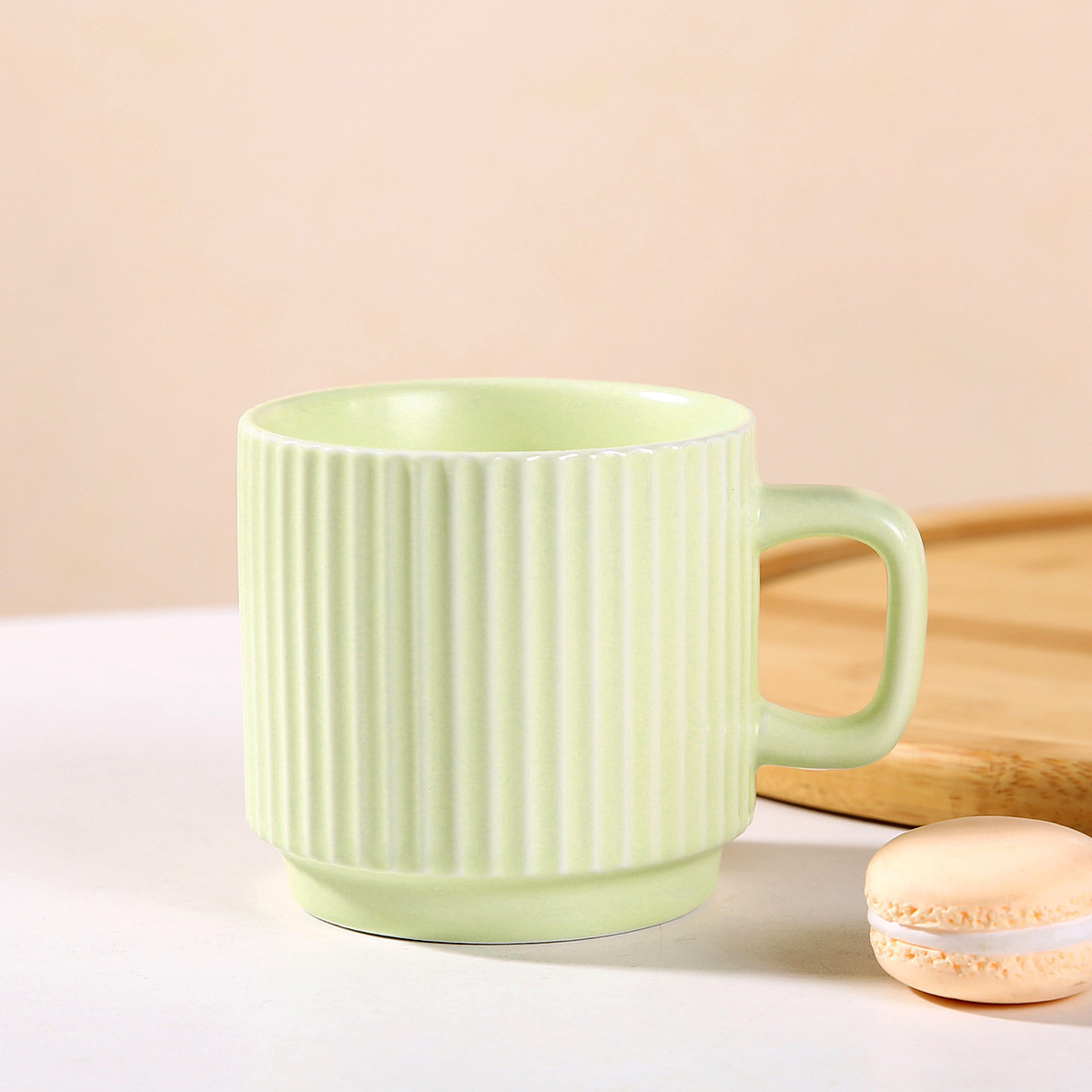 Tazas de cerámica de color caramelo, tazas de café al por mayor en la simple ceremonia de acompañamiento de insmacaron image 9