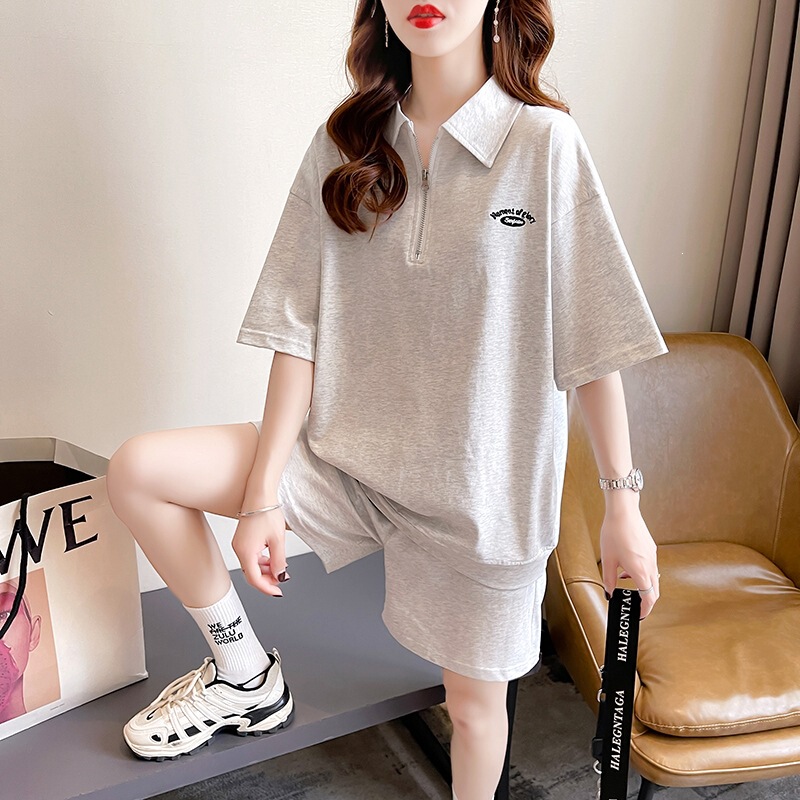 Turn-Down Collar Maternity Set Summer 2026 New Fashion Korean Style Casual Petite Thin Sports Shorts Two-Piece Set