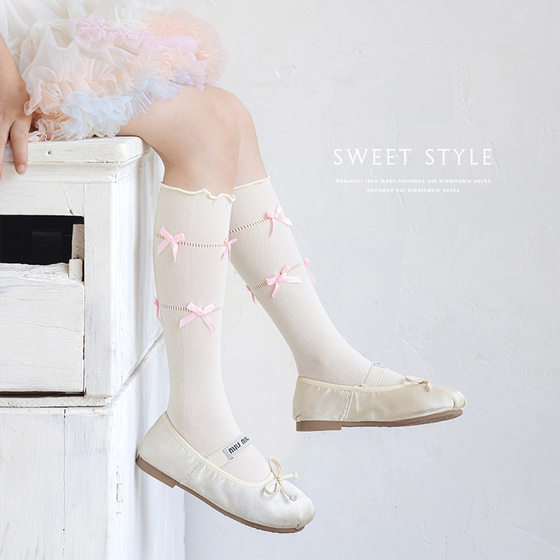 Boots are still cotton girls ballet wind heaps socks spring and summer thin lolita bow wood ear Korean style tube socks