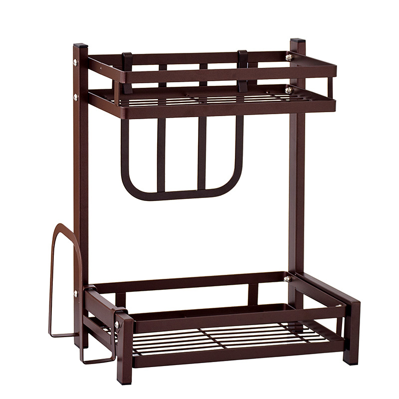 Estante de cocina multifuncional de estilo japonés estante de condimento de cocina tabla de cortar cuchillo estante de mesa integrado estante de condimento de doble capa