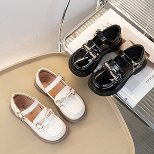 Girls' Leather Shoes Spring and Autumn 2024 Fashion Western Style Children's Princess Shoes Middle and Big Children's British Style Little Girl's Leather Shoes