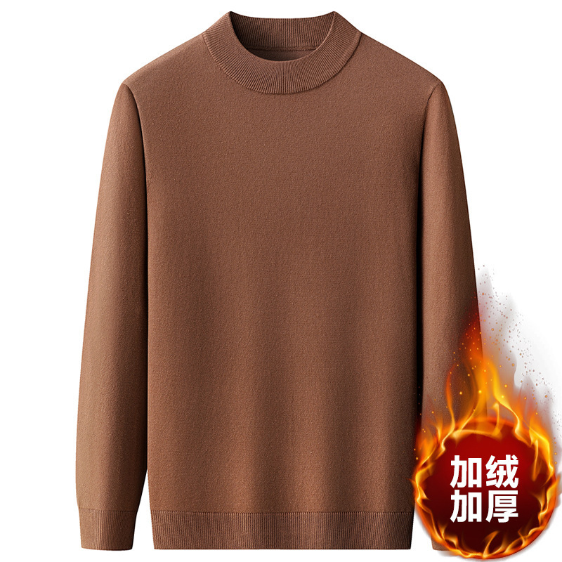 Men's Velvet Thickeneded Half Turtleneck Knitwear 2025 Autumn and Winter New Men's Middle-Aged Casual Warm Cotton Knitwear