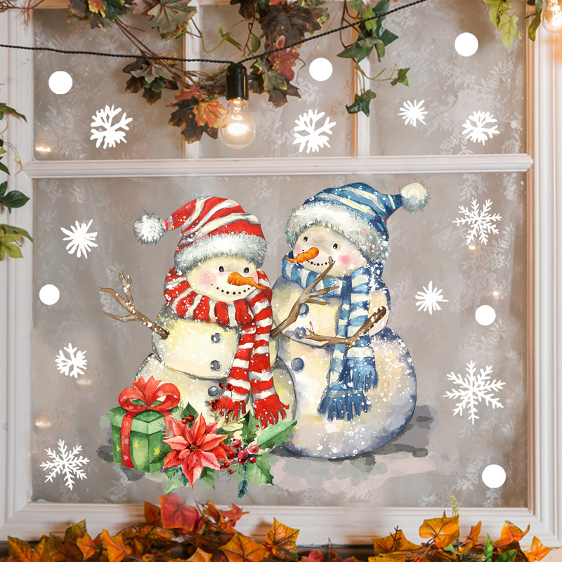 CT6049-ZYの漫画の雪だるまの雪のクリスマスの装飾の窓はガラスの静電気を貼って家の装飾の壁を貼って絵を貼ります。|undefined