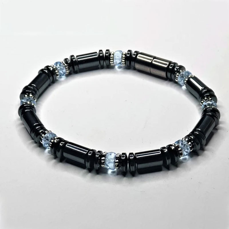 Black gallstone magnetic magnet Bracelet simple beaded Elastic Bracelet Black Beads Magnetic Therapy hand jewelry_voghion.com