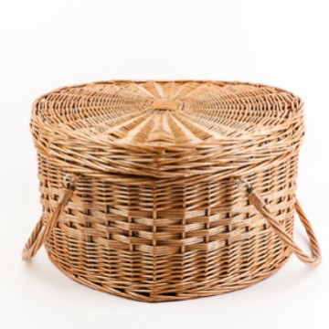 Cesta de picnic de mimbre con cubiertos, cesta de picnic con tapa, cesta de almacenamiento aislada, cesta para excursiones de primavera, cesta para acampar al aire libre, cesta para verduras