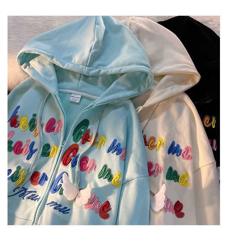 Letter Stickers Loose Couple Pullover Top Image 2