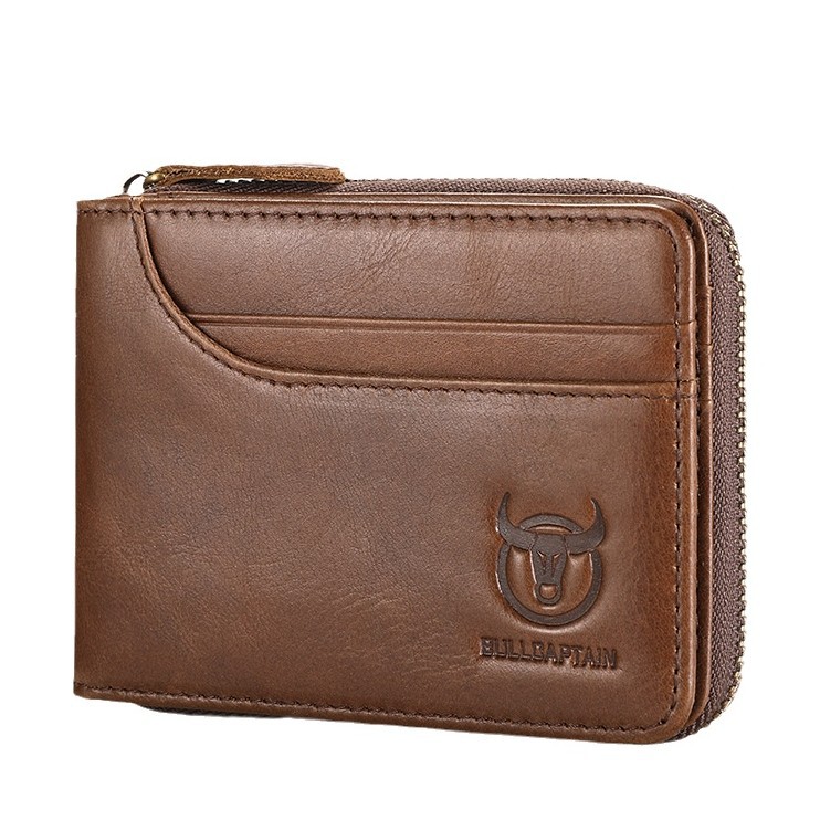 Capitán Niu cuero corto horizontal primera capa billetera de piel de vaca casual Cambio de licencia de conducir cartera ranura para tarjeta multifuncional