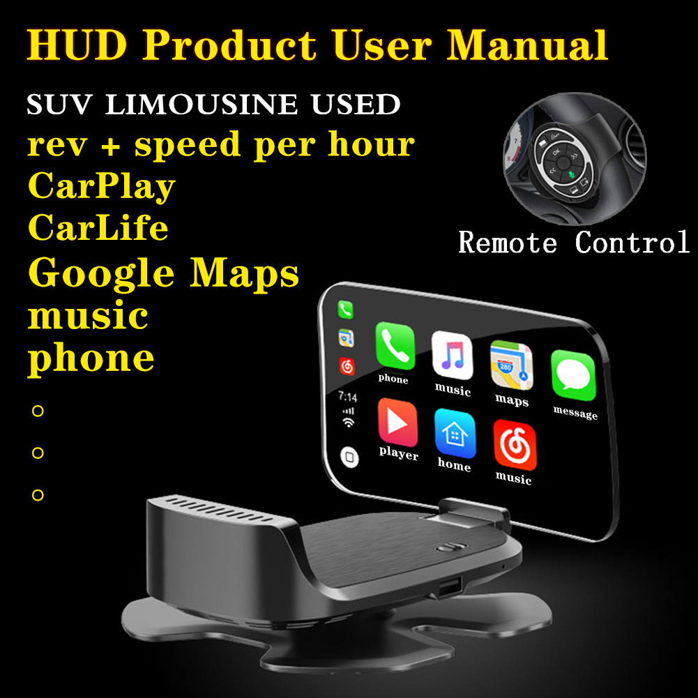Multifunctional Smart Hud Head-Up Display Carplay Car Navigation Screen Projection Music Player Cigarette Lighter Universal