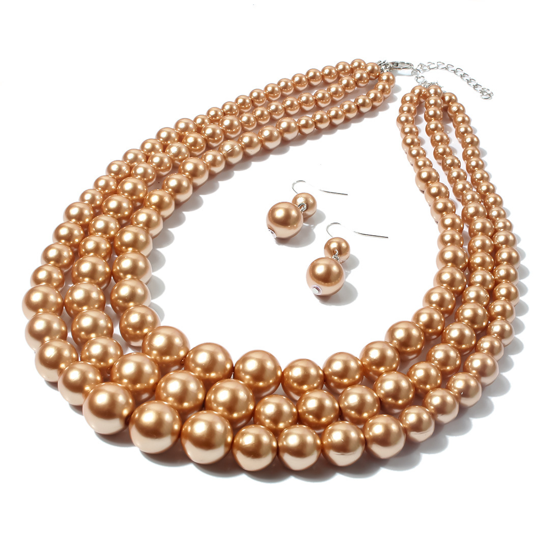 Vintage Style Solid Color Abs Beaded Women's Jewelry Set display picture 1