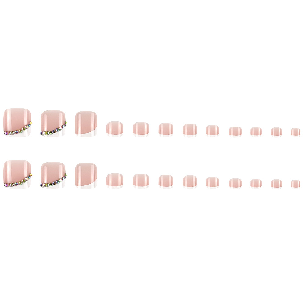 Comercio exterior blanco borde francés uñas de los pies con incrustaciones de diamantes productos de manicura chicas calientes europeas y americanas uñas parche de uñas postizas nails