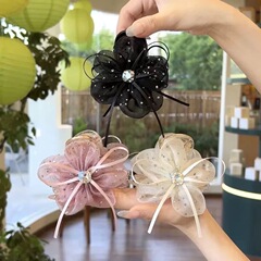 蝶結びメッシュリボンフラワーヘアピン、多用途シャーククリップ、スーパーフェアリーフラッシュダイヤモンドヘアピン、ポニーテールクリップ、女性用ヘアアクセサリー